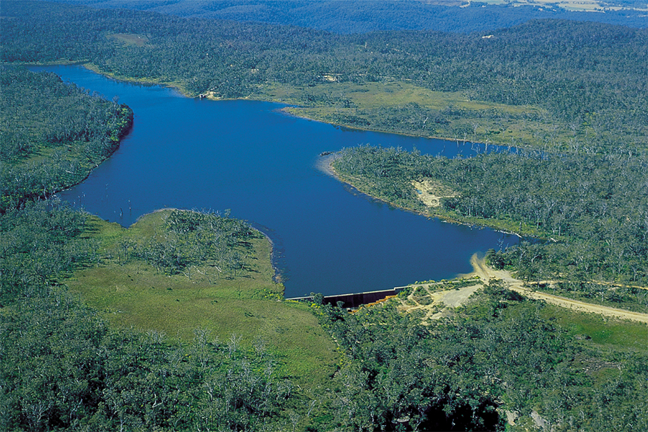 aerial view of porters creek dam